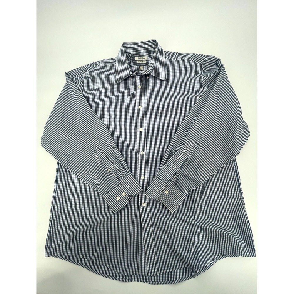 Van Heusen Dress Shirt Mens 17-17.5 Multicolor Gingham Cotton‎ Pleated Business